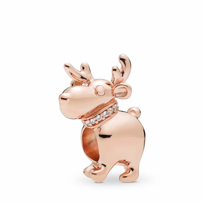 Pandora Happy Reindeer Charm Clearance NZ, Pandora Rose™ (642583-QBM)